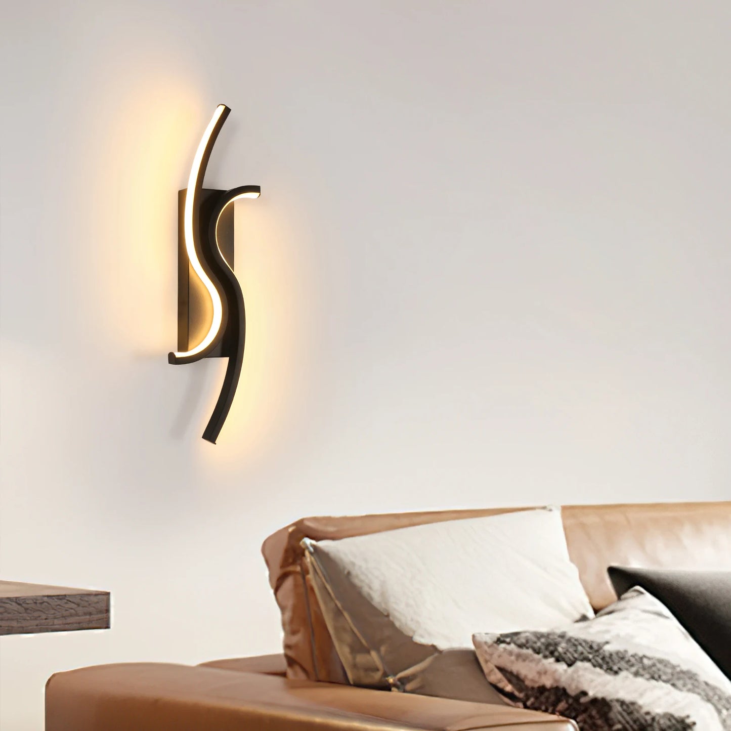 Zira - Applique Murale LED - Design Contemporain en S - Luminaire Noir