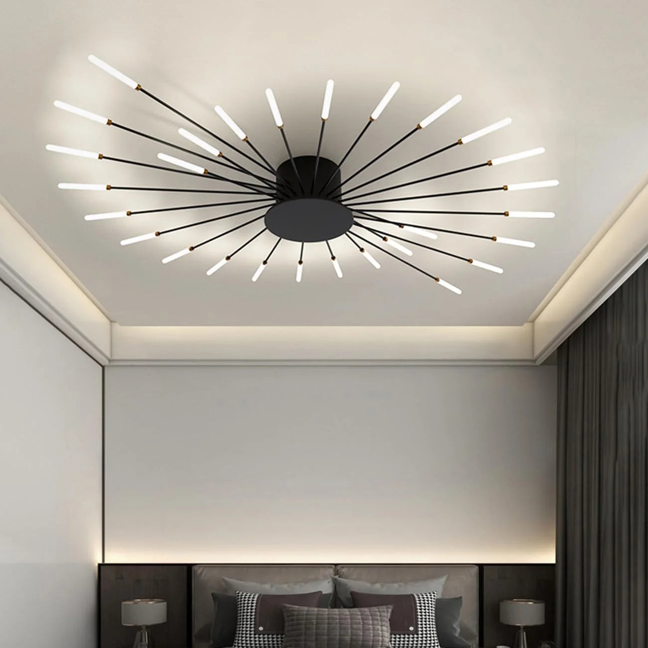 Luxor - Plafonnier LED - Design Feux d’Artifice Moderne - Luminaire Aluminium Noir