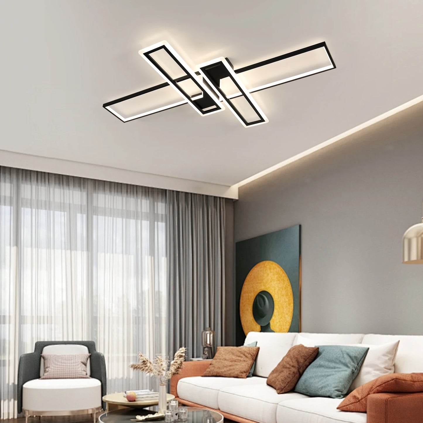 Nivis - Plafonnier LED - Design Rectangulaire Épuré - Luminaire Aluminium Noir