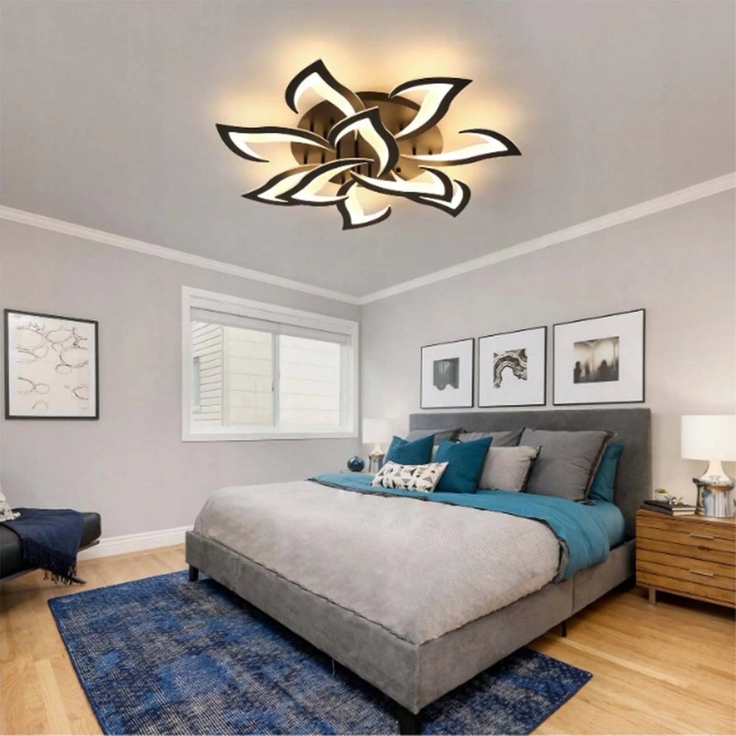 Flora - Lustre LED - Design Lotus Moderne - Luminaire Noir