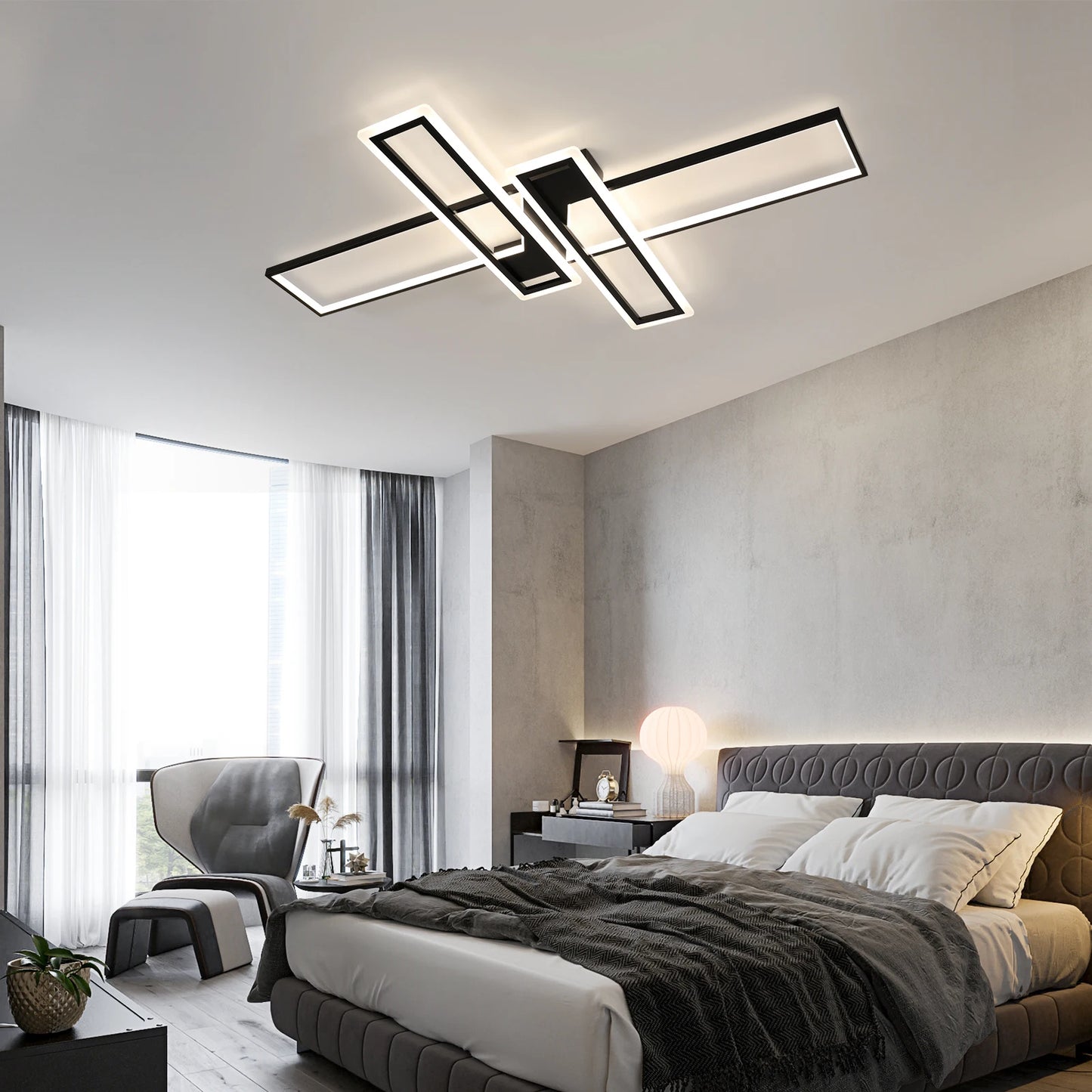 Nivis - Plafonnier LED - Design Rectangulaire Épuré - Luminaire Aluminium Noir