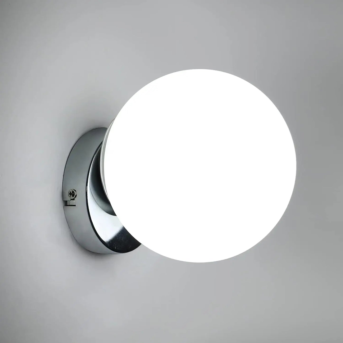 Lumi - Applique Murale E27 - Design Sphérique Biseauté - Luminaire Argent