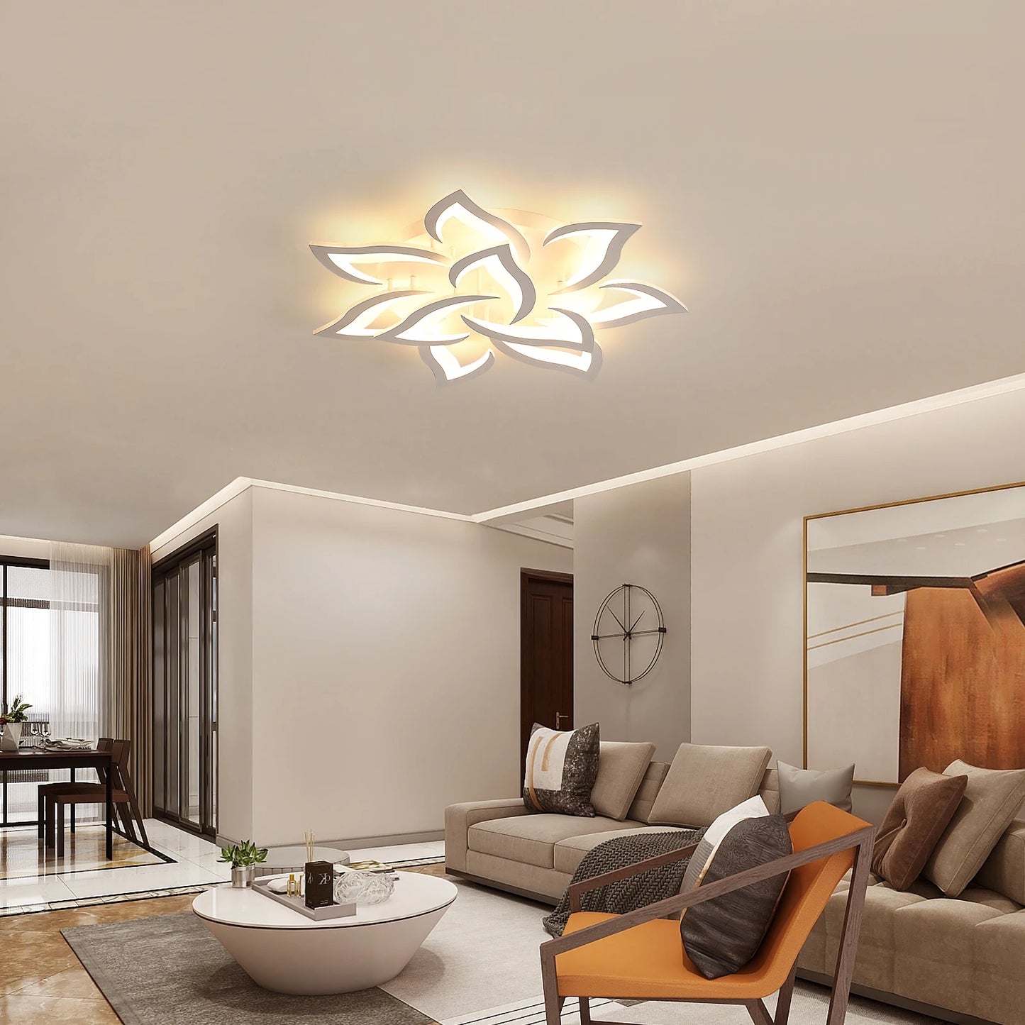 Flora - Lustre LED - Design Lotus Moderne - Luminaire Blanc