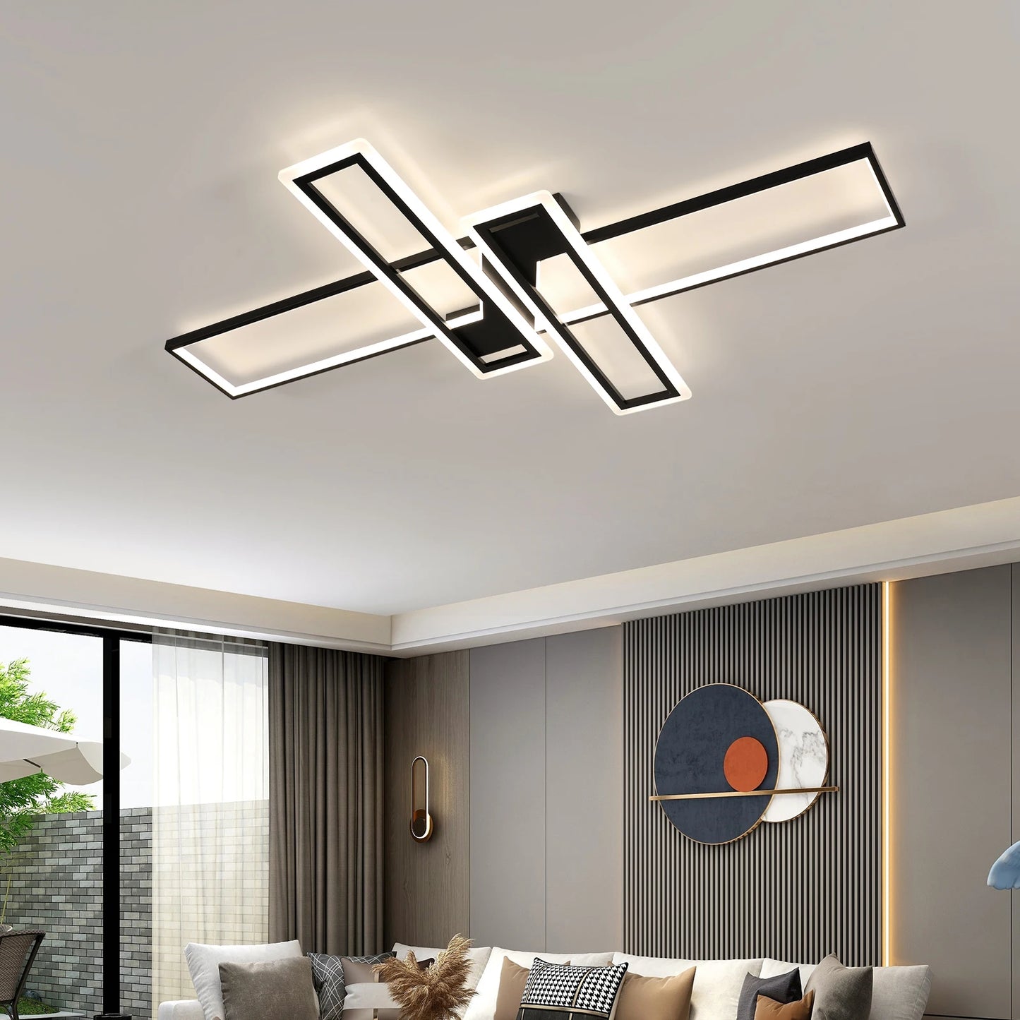 Nivis - Plafonnier LED - Design Rectangulaire Épuré - Luminaire Aluminium Noir