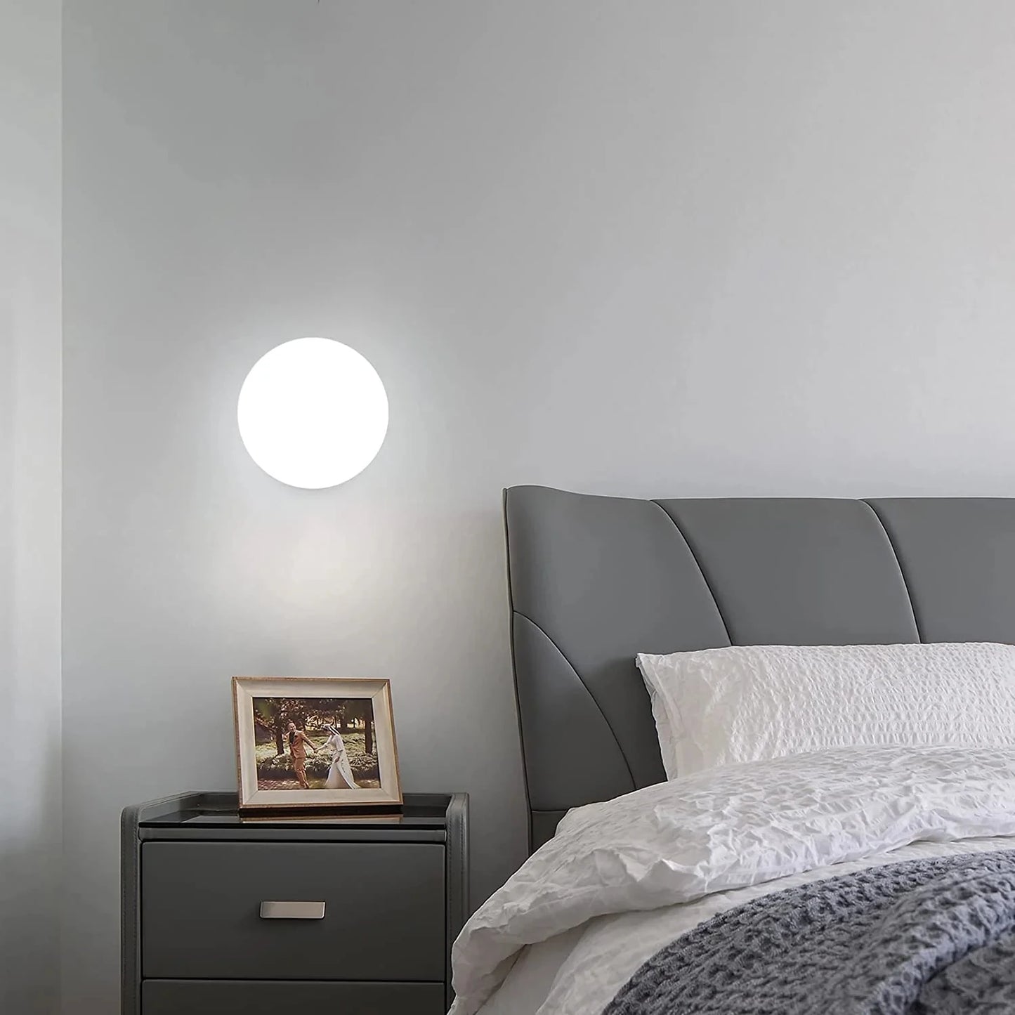 Lumi - Applique Murale E27 - Design Sphérique Biseauté - Luminaire Argent