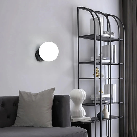 Lumi - Applique Murale E27 - Design Sphérique Biseauté - Luminaire Noir