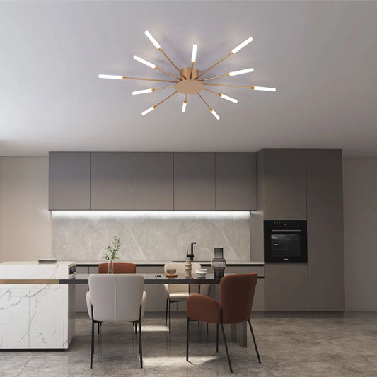 Radiar - Plafonnier LED - Design Feux d’Artifice - Luminaire Aluminium Doré