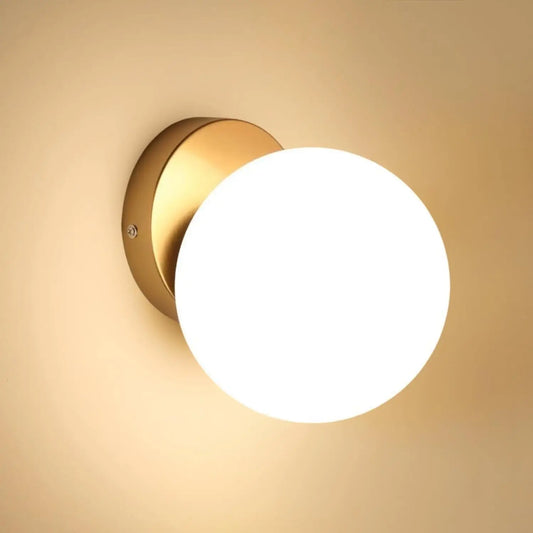 Lumi - Applique Murale E27 - Design Sphérique Biseauté - Luminaire Doré