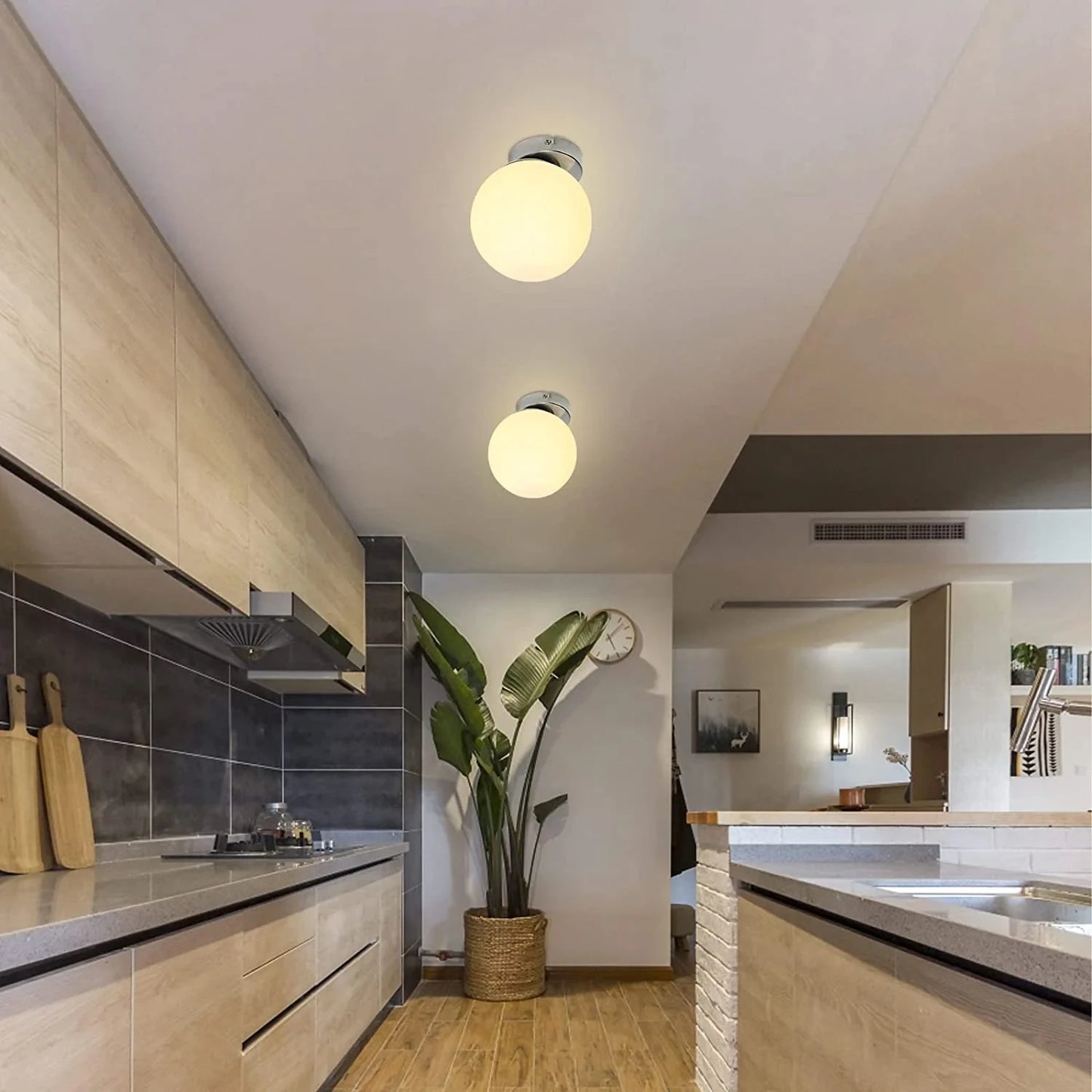 Lumi - Applique Murale E27 - Design Sphérique Biseauté - Luminaire Argent