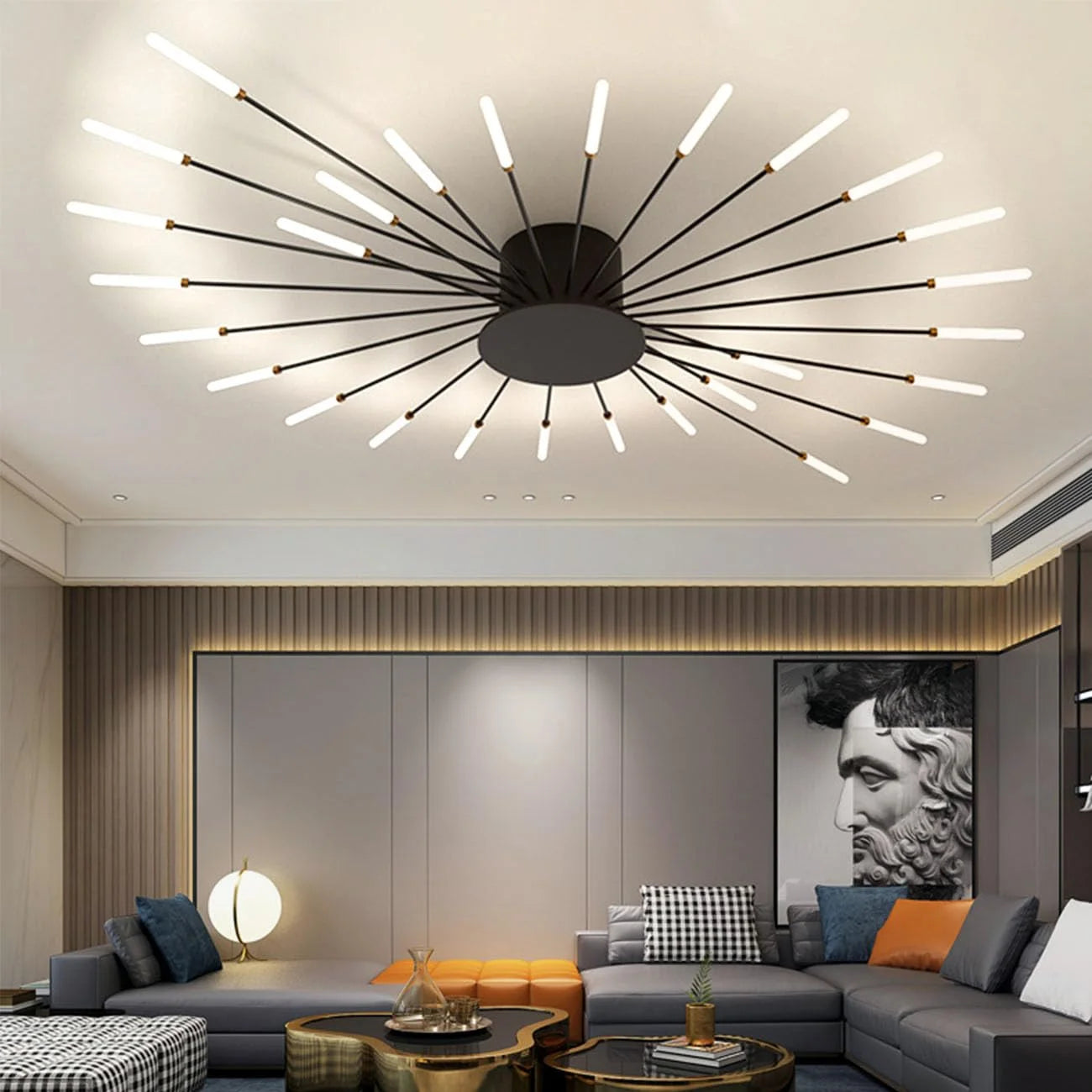 Luxor - Plafonnier LED - Design Feux d’Artifice Moderne - Luminaire Aluminium Noir