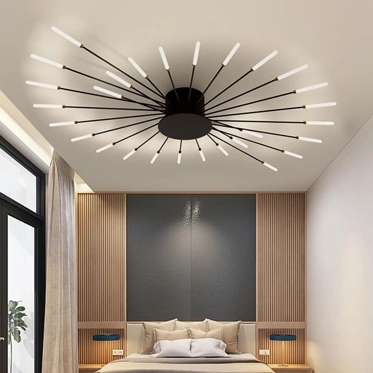 Luxor - Plafonnier LED - Design Feux d’Artifice Moderne - Luminaire Aluminium Noir