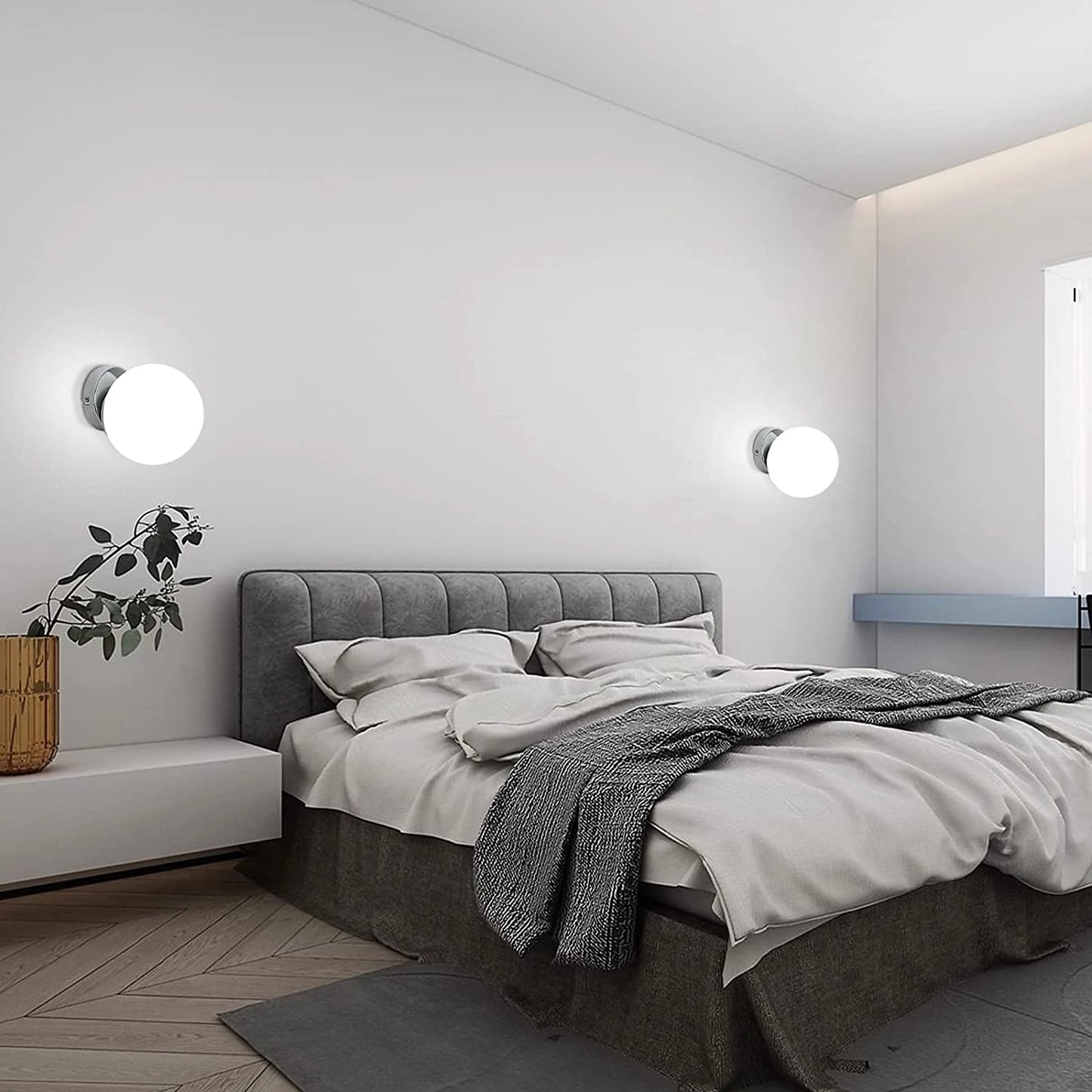 Lumi - Applique Murale E27 - Design Sphérique Biseauté - Luminaire Argent