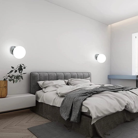 Lumi - Applique Murale E27 - Design Sphérique Biseauté - Luminaire Argent