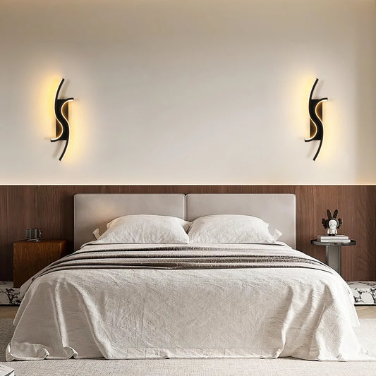 Zira - Applique Murale LED - Design Contemporain en S - Luminaire Noir