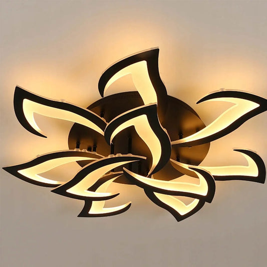 Flora - Lustre LED - Design Lotus Moderne - Luminaire Noir