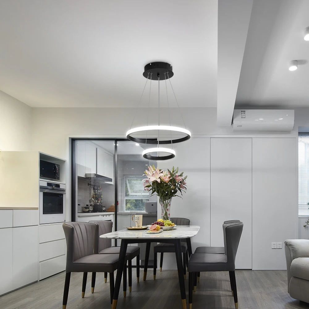 Dilo Mini - Lustre suspendu LED - Design Moderne Épuré - Luminaire Aluminium Noir