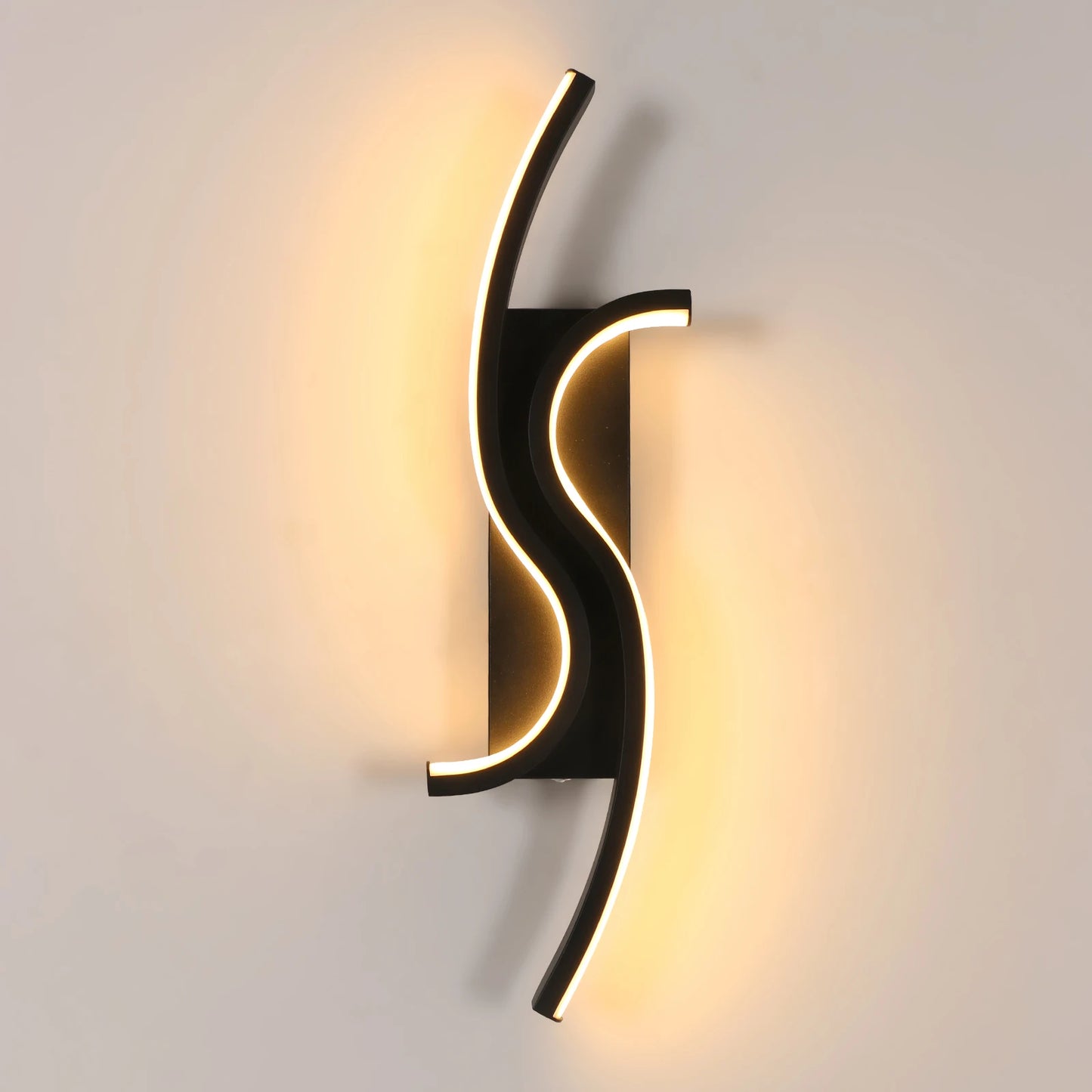 Zira - Applique Murale LED - Design Contemporain en S - Luminaire Noir