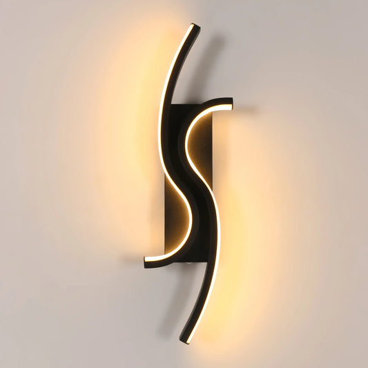 Zira - Applique Murale LED - Design Contemporain en S - Luminaire Noir