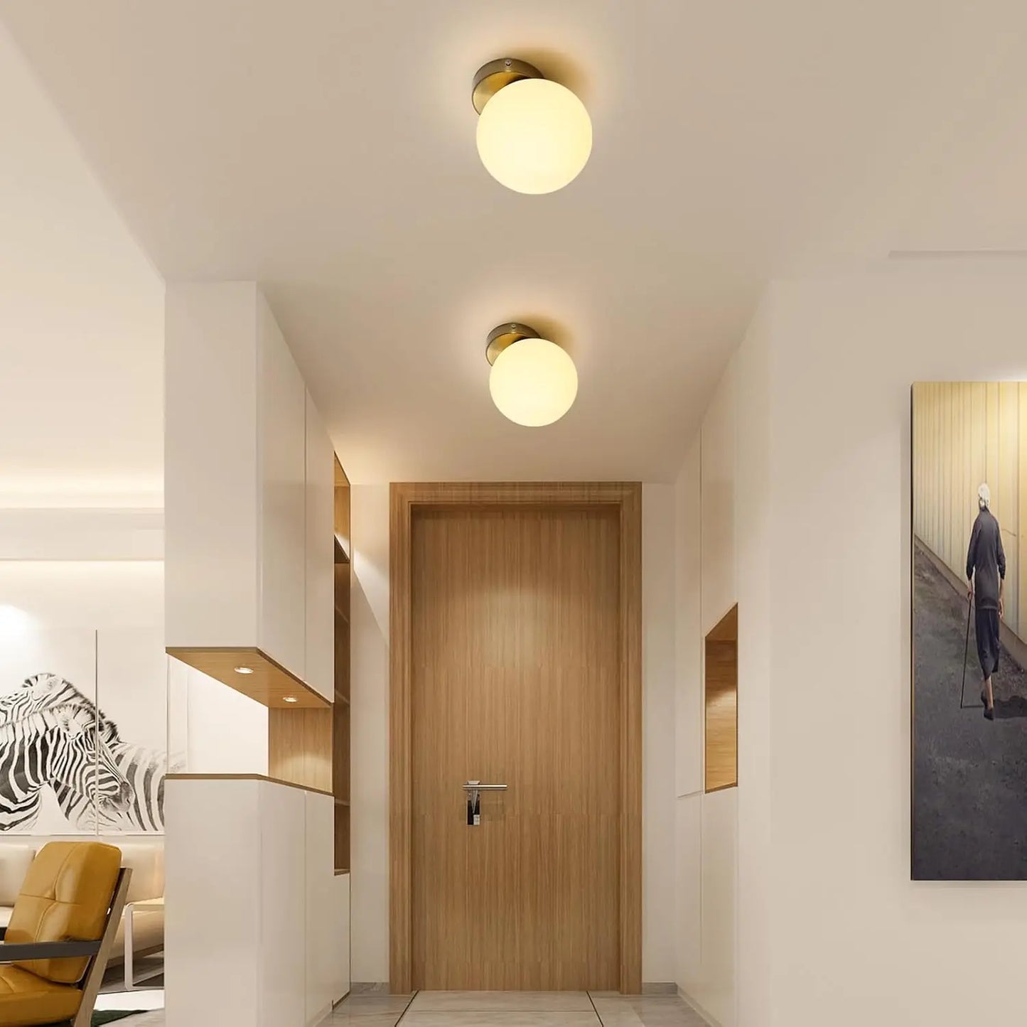 Lumi - Applique Murale E27 - Design Sphérique Biseauté - Luminaire Doré