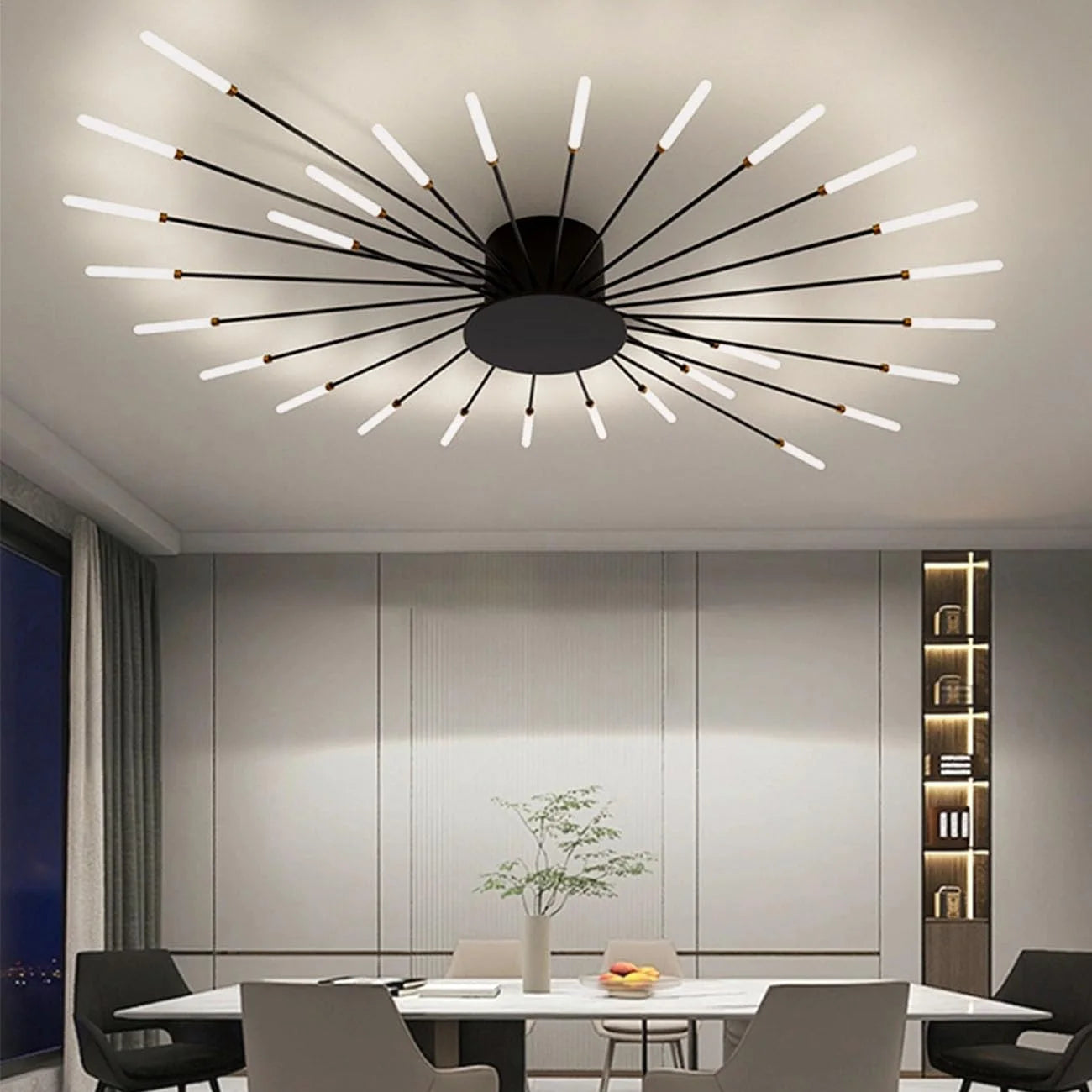 Luxor - Plafonnier LED - Design Feux d’Artifice Moderne - Luminaire Aluminium Noir